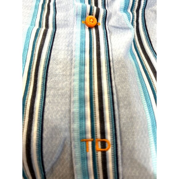Thomas Dean Mens Shirt Long Sleeve Blue Striped Size XXLTTG - Picture 6 of 6